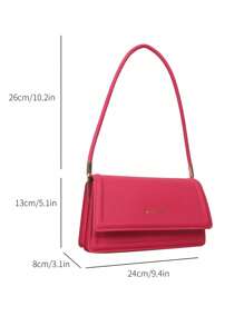Fashionable Solid Color Retro Elegant Shoulder Bag - Hot Pink - View 5
