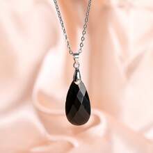 1 件装水滴天然石吊坠紫水晶粉水晶项链女士珠宝礼物