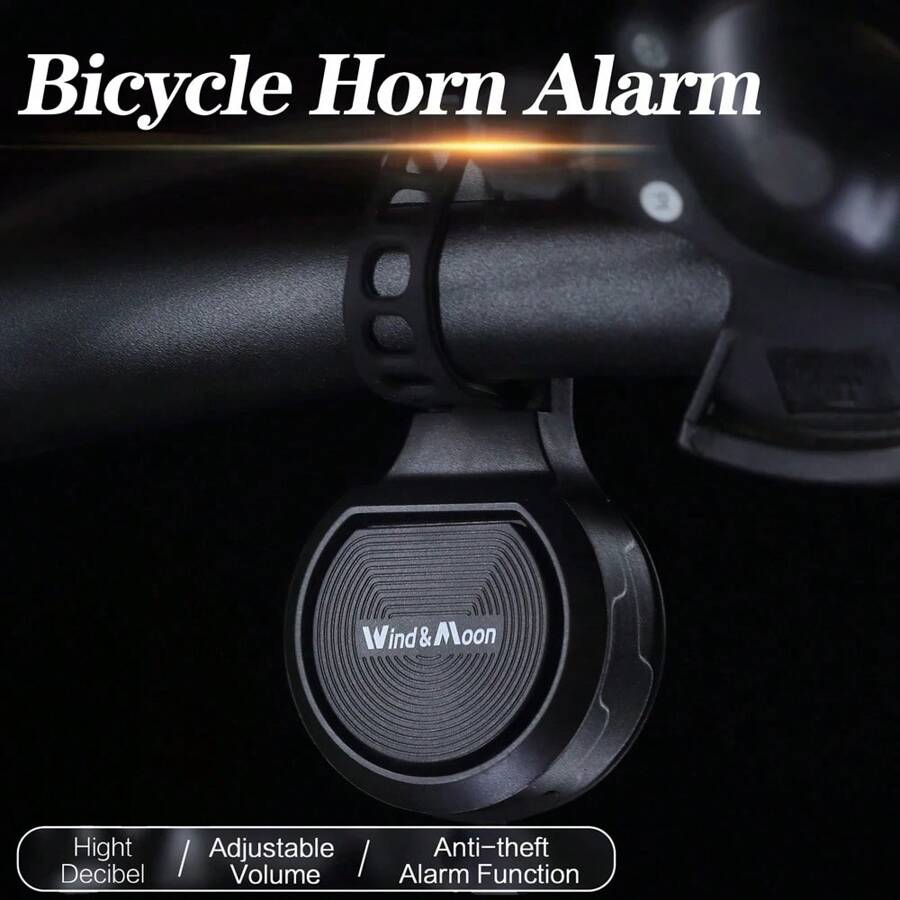 1pc Bicycle/Mountain Bike Riding USB Chargeable Loud Horn Bell Theft Alarm - Black - View 1