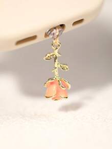1 pezzo Tappo antipolvere con fiore di rosa 3D multicolore, accessorio pendente in metallo lega di stile retrò romantico di alta moda Y2K, ornamento trasparente in silicone per telefono, auricolare, tablet, Kindle, regalo ideale per San Valentino, per coppie e migliori amici, impermeabile e anti-polvere per porta di ricarica, compatibile con Lightning/Type-C, protegge saldamente la porta di ricarica
