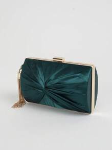 女士流苏手拿包晚宴包流苏晚宴手提包，女士派对婚礼手拿包链条单肩斜挎包派对 - 墨綠色 - 查看 5