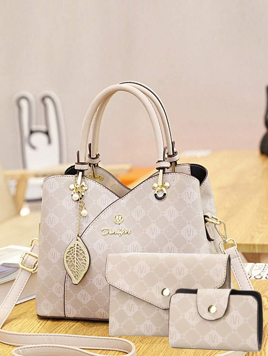 [Conjunto de Três Peças Bolsa Tote Clássica] Este Ano Temos o Conjunto de Três Peças de Bolsas para Mãe, com uma Bolsa Tote Feminina Casual de Grande Capacidade Clássica e uma Bolsa de Mão Estilosa e Sofisticada com Design Vintage