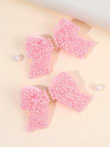 2 件女孩珍珠发饰，精致的青少年珍珠蝴蝶结发夹，优雅的儿童发夹发饰 - 白色 - 查看 11