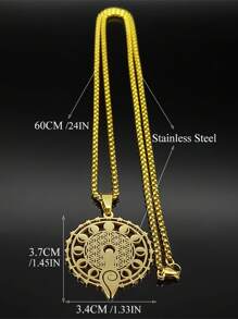 Wicca Triple Moon Phase Hekate Goddess Necklace For Women Men Stainless Steel Greek Wheel Of Hecate Chain