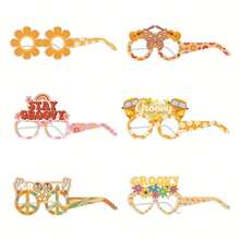 6 pièces lunettes de papier style hippie rétro, 2 pièces lunettes de fête colorées et mode 3D, décorations de lunettes de papier hippie pour anniversaire, décorations vintage