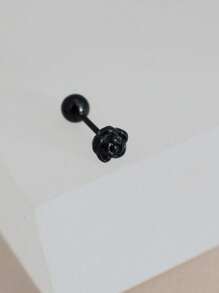 1PC Fashion Elegant Blooming Rose Flower Stud Earrings For Women Metal Screw Ball Ear Cartilage Helix Tragus Flat Conch Lobe Piercing Studs Charm Jewelry