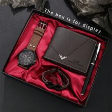 4-Piece Gift Set For Men: Wallet, Bracelet, Watch, Pen. Professional Business Accessories Set To Boost Your Workplace Presence