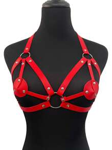 1pc Women Fashionable Leather Chest Decoration Strap Adjustable Sexy Playful Restraint Strap Cute Body Tie Line Dating Party Clothing Accessories