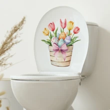 1pc Easter Flower Barrel And Easter Eggs Sticker For Toilet Decor, Suitable For Bathroom And Toilet Decoration Stickers, PVC Removable Sticker Gifts Birthday Graduation Room Decor Home Decor Wall Decor Bathroom Decor Bedroom Decor Room Decoration Stuff Living Room Decor House Decor Home Decor Living Room Wall Art Wall Paper Personalised Stickers
