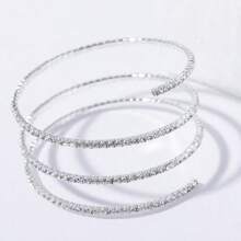 1pc European & American Fashion 3-Row Hollow Bracelet, Sweet Rhinestone Bangle, Charming Party Accessory, Ideal Gift For Girlfriend