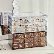 1pc 3-Layer 72-Grid Large-Capacity Ring Earrings Necklace Jewelry Storage Box - 透明的 - 查看 6