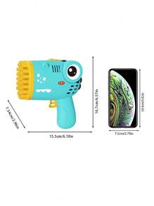 儿童手持多孔一键式可爱恐龙泡泡机玩具，室内/室外泡泡吹器（不含电池和泡泡液） - 彩色 - 查看 2