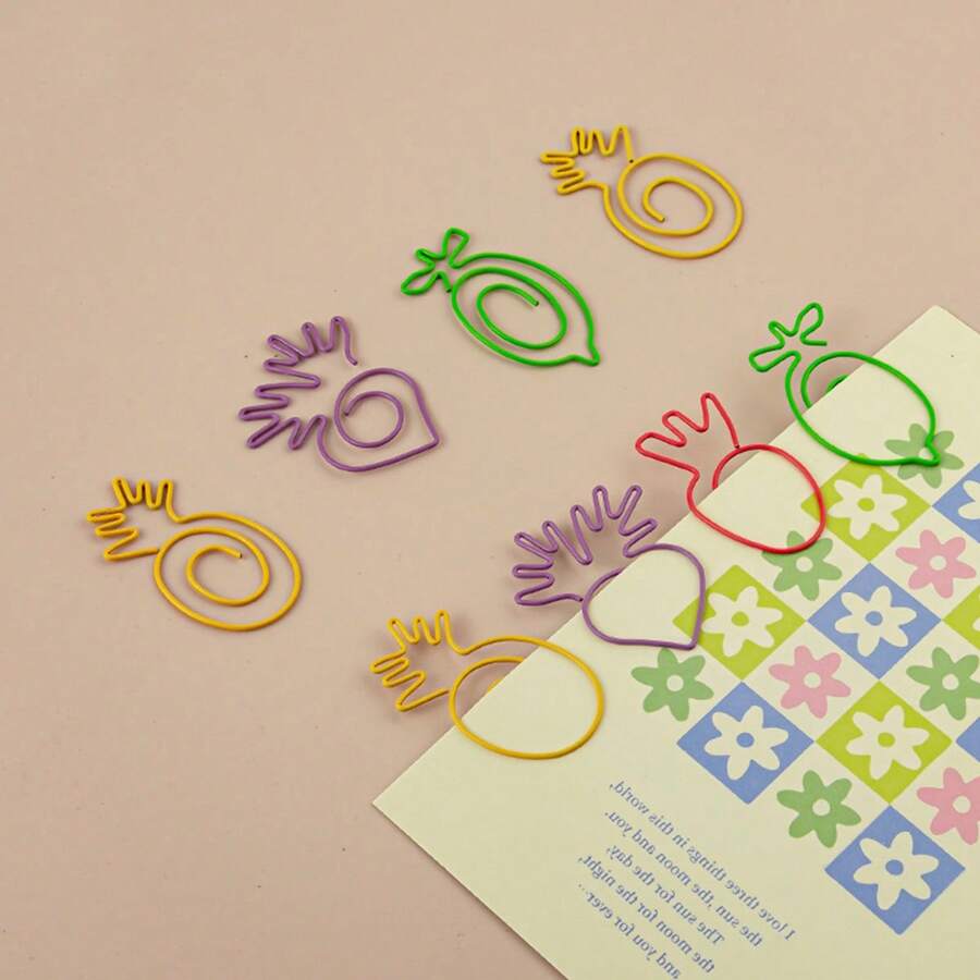 15pcs Multi-Color Fruit Metal Paper Clips - Cute And Lightweight, Perfect For Office Document Organization And Fun Document Classification, Used As Paper Clips