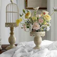 Metal Birdcage Candle Holder Decorative Bird Cages For Weddings Vintage Candlestick Holders Wedding Candle Centerpieces For Tables Iron Candleholder Set Home Decor - Light Grey - View 7