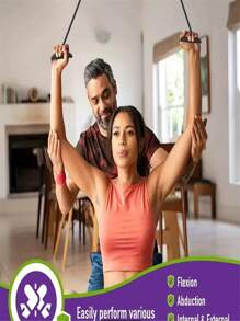 Adjustable Shoulder, Arm And Back Exercise Rope With Pulley System, Length 2m-2.5m, Portable Fitness Equipment For Post-Operative Rehabilitation, PVC And Nylon Material, Black