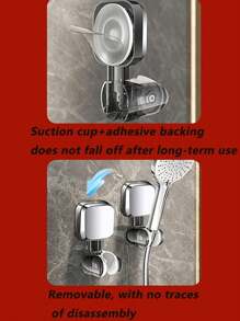 1 Suction Cup Showerhead Holder, Household Non Perforated Showerhead Holder, Strong Rotatable Base, Not Easy To Fall Off, Quick Disassembly And Installation