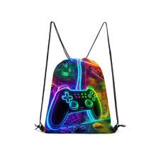 Gaming Themed Drawstring Backpack, Creative Pattern Drawstring Backpack For Fitness, Hiking, Travel Backpack, School Bag, S Bag, S Backpack, Small Backpack, Bag School, School Backpack, Bag, Rucksack, School Bag - Multicolor - View 12