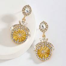 1 对时尚女士金色钻石耳环，斋月系列 - 金色 - 查看 1