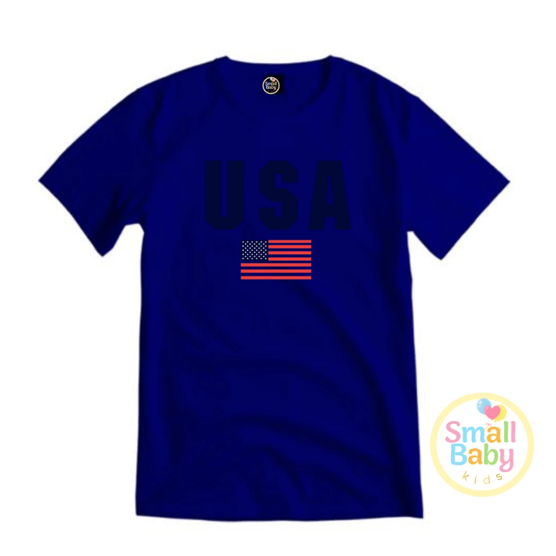Kids/Unisex USA Flag T-Shirt - Navy Blue - View 1