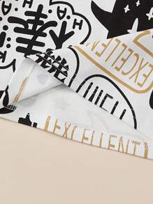 Conjunto de pijama con estampado de dibujos animados para niño pequeño, ropa de dormir, primavera/otoño - Blanco y Negro - Ver 6