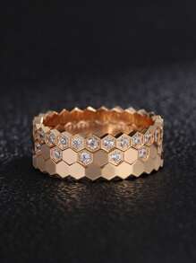 3pcs 925 Sterling Silver Minimalist Honeycomb Design Rings, Elegant Jewelry Gift For Women, Birthday Gift, Party Gift - Ring Set - View 6