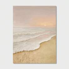 1pc Sunrise Beach Seascape Wall Art, Frameless Canvas Poster, Abstract Wabi-Sabi Style Living Room Decor Hanging Print
