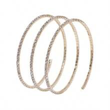 1pc European & American Fashion 3-Row Hollow Bracelet, Sweet Rhinestone Bangle, Charming Party Accessory, Ideal Gift For Girlfriend