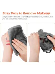 1pc/5pcs Reusable Makeup Removing Towel, Soft Microfiber Facial Cleansing Cloth With Hanging Loop, Gentle On Skin, Machine Washable, Color Random