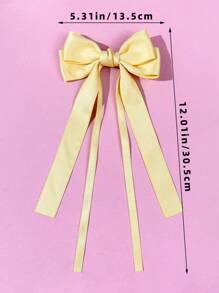 1 件女士时尚休闲优雅精致纯色优雅蝴蝶结丝带发夹，合金鳄鱼夹，适合日常佩戴、搭配服装、外出旅行、拍照、任何场合，是送给好朋友的绝佳礼物 - 黃色 - 查看 4