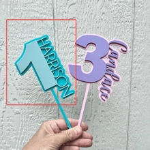 1PA Custom Cake Topper. Age. Number. Personalized. Happy Birthday. Kids Name Cake. Celebration. Smash Cake. Acrylic Cake Topper,Brunch-Ready - Multicolor - View 10