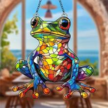 1 件 2D 亚克力青蛙捕光器，花园装饰捕光器（7.87 英寸 * 7.87 英寸），窗户悬挂，花园、门廊、客厅、卧室、办公室、房间装饰的奇特装饰，送给青蛙爱好者、自然爱好者、朋友和家人的礼物