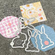 1 件复活节金属切割模具，可爱兔子摇动卡金属模切适用于剪贴簿、生日、婚礼装饰、DIY 工艺用品