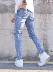 Men's Pocketed Skinny Fit Casual Jeans, Versatile - Light Wash - View 2