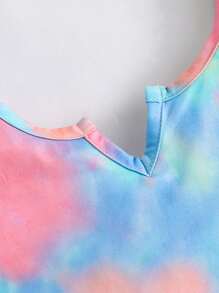 2pcs/Set Tween Girl Outdoor Sports Refreshing Casual Colorful Short Sleeve Top And Shorts - Multicolor - View 5