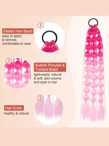 1 pieza Extensiones de cabello de 22" de colores, extensiones de cabello ligeras con clip de colores, adecuadas para las coletas de pompón de los niños, pieza de cabello ombre, apta para el día del cabello loco, fiesta de vacaciones para niñas