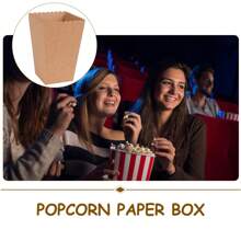 24/12pcs/1pc Brown Kraft Paper Popcorn Box, Fries Box, Candy Box, Suitable For Movie Theater, Mall, Party, Christmas