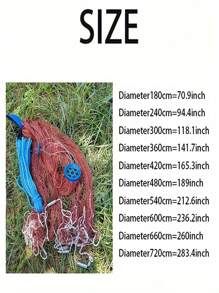 1pc Nylon Hand Throw Fishing Net, Diameter 180cm-720cm, Lightweight - Brown - View 15