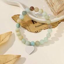 1 件定制雕刻天然石弹性手链 - 完美的生日、周年纪念日或情人节礼物，最佳母亲节礼物 - 彩色 - 查看 16