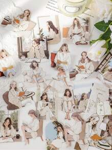 1 Pacote de 30 Peças de Adesivos Decorativos de Menina Artística em PET para Scrapbooking, Artesanato DIY, Álbum de Fotos, Planejador, Suprimentos Escolares, Volta às Aulas