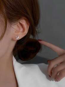 1 Pair Romantic 925 Sterling Silver Heart Stud Earrings Wedding Anniversary Ear Jewelry For Women Gift Fine Jewelry