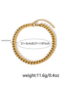 Nooxian 1pc 6mm Gold-Color Stainless Steel Cuban Link Anklet For Women, Beach Jewelry - Yellow Gold - View 5