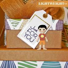 5pcs Wooden Boy & Girl Decorative Pieces, Children's DIY Painting Wood Craft Decoration