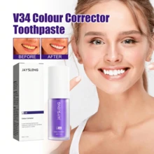 30ml V34 Purple Toothpaste, Cleans Oral Odor, Stains, Whitens Teeth, Dental Care, Teeth Whitening, Removes Tea/Smoking Stains, Freshens Breath