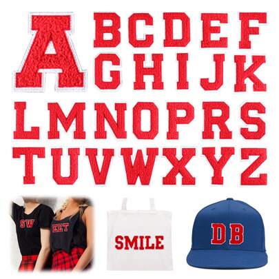 1 adet Harf Rakam Yamaları, Üzerine Ütülenen Harf A-Z Yama, Dekoratif Onarım İşlemeli Yamalar Kişiselleştirilmiş Giysiler İçin Dikilebilir Yamalar Şapkalar Gömlekler Ayakkabılar Kotlar Çantalar, Takım Kostümü Dekorasyonu İçin Alfabe Kumaş Yama (Kırmızı)