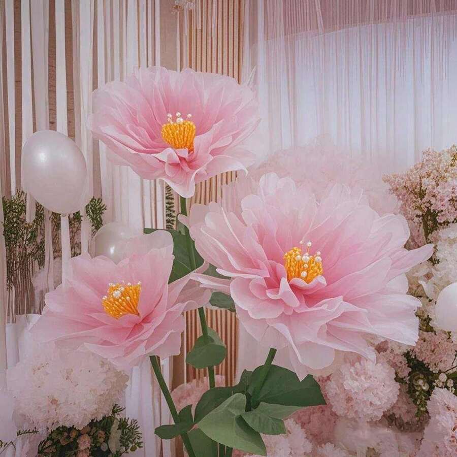 Hoa mẫu đơn lụa nhân tạo 50cm - Trang trí đám cưới thanh lịch, Bố trí hoa nền nhà, Thân cây xanh chân thực, Hoàn hảo cho Ngày lễ tình nhân và các sự kiện đặc biệt, Trang trí đám cưới mộc mạc - Nhiều màu - Xem 1