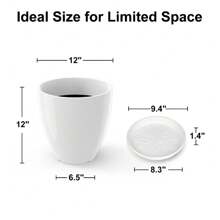12" Round Planter Flower Pot Indoor Outdoor Plant Pot W/ Drainage Holes & Saucer