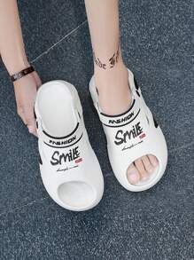 2025 新款时尚男士一脚蹬凉鞋夏季休闲拖鞋情侣装厚底沙滩人字拖防滑软底驾车鞋 - 白色 - 查看 2