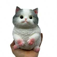 1 件逼真柔软丰满猫玩具，减压玩具，硅胶挤压慢回弹极具吸引力，颜色和款式随机 - 彩色 - 查看 11