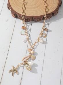 1pc Fashion Bead Ocean Series Necklace, Suitable For Women Everyday Wear