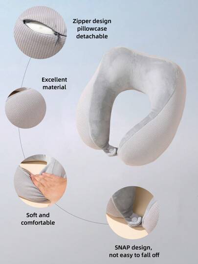 Travel Neck Pillow, Neck Support Cushion For Napping, Airplane Pillow With U-Shaped Design, Removable And Washable, Portable